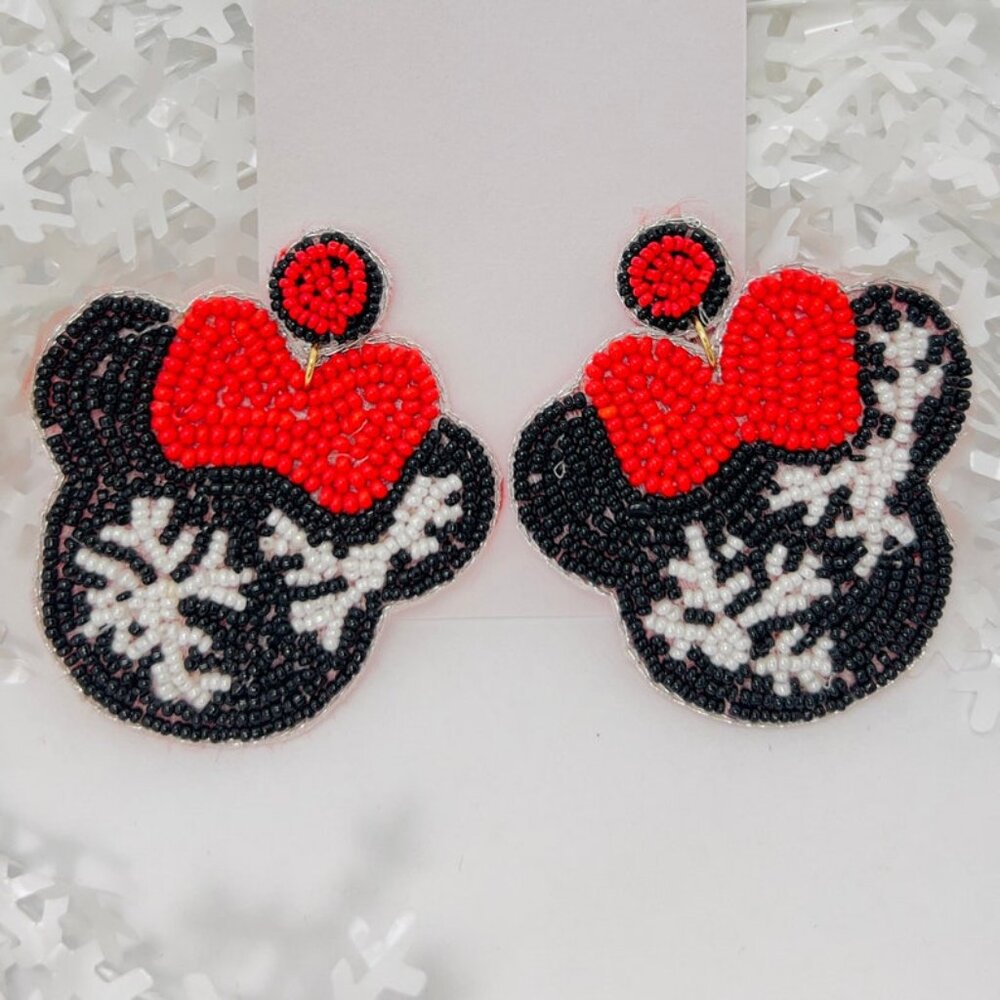 Handmade Minnie Mouse Beaded Earring